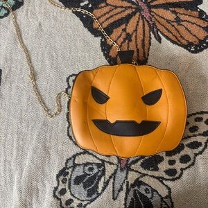 Mini Orange and Black Pumpkin Bag with Jack-o'-Lantern Face